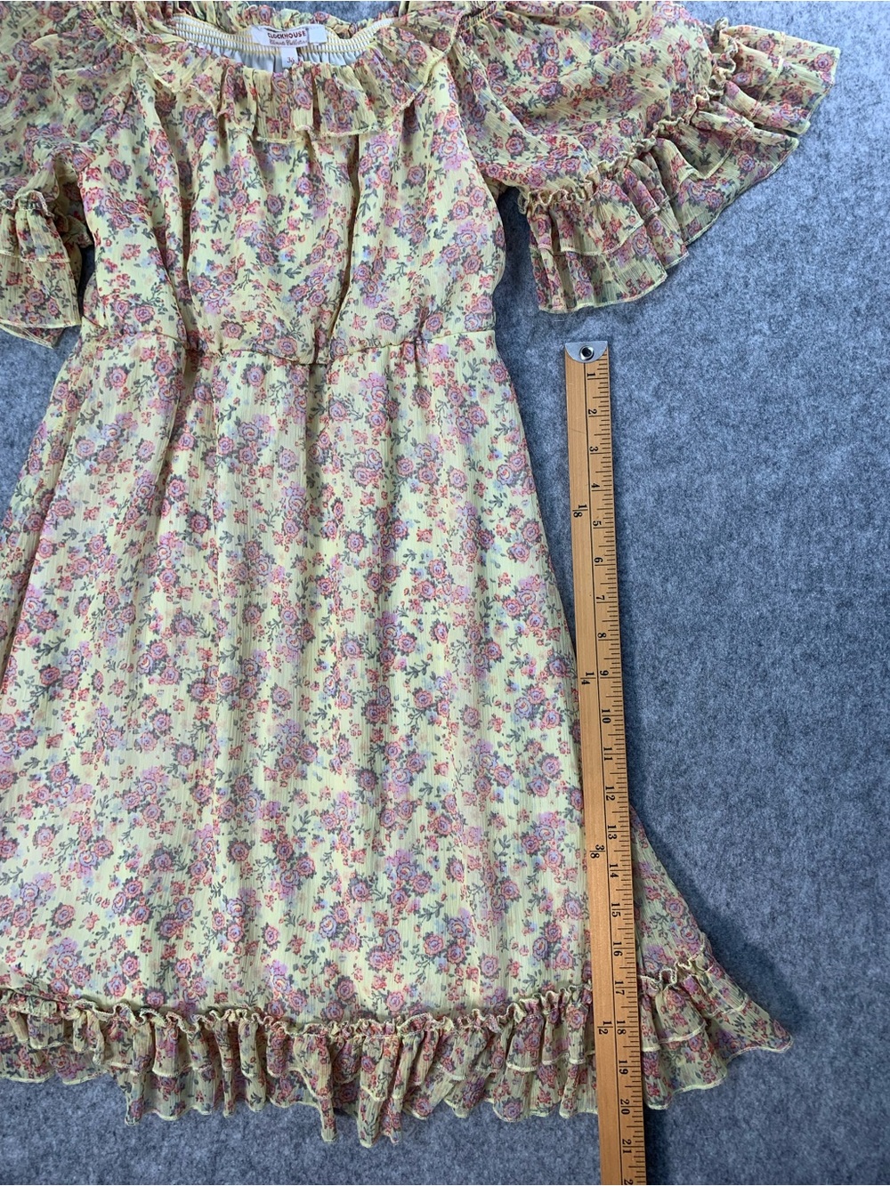 ClockHouse ' Yellow Floral Ruffle Off-Shoulder Dress - Picture 10 of 13